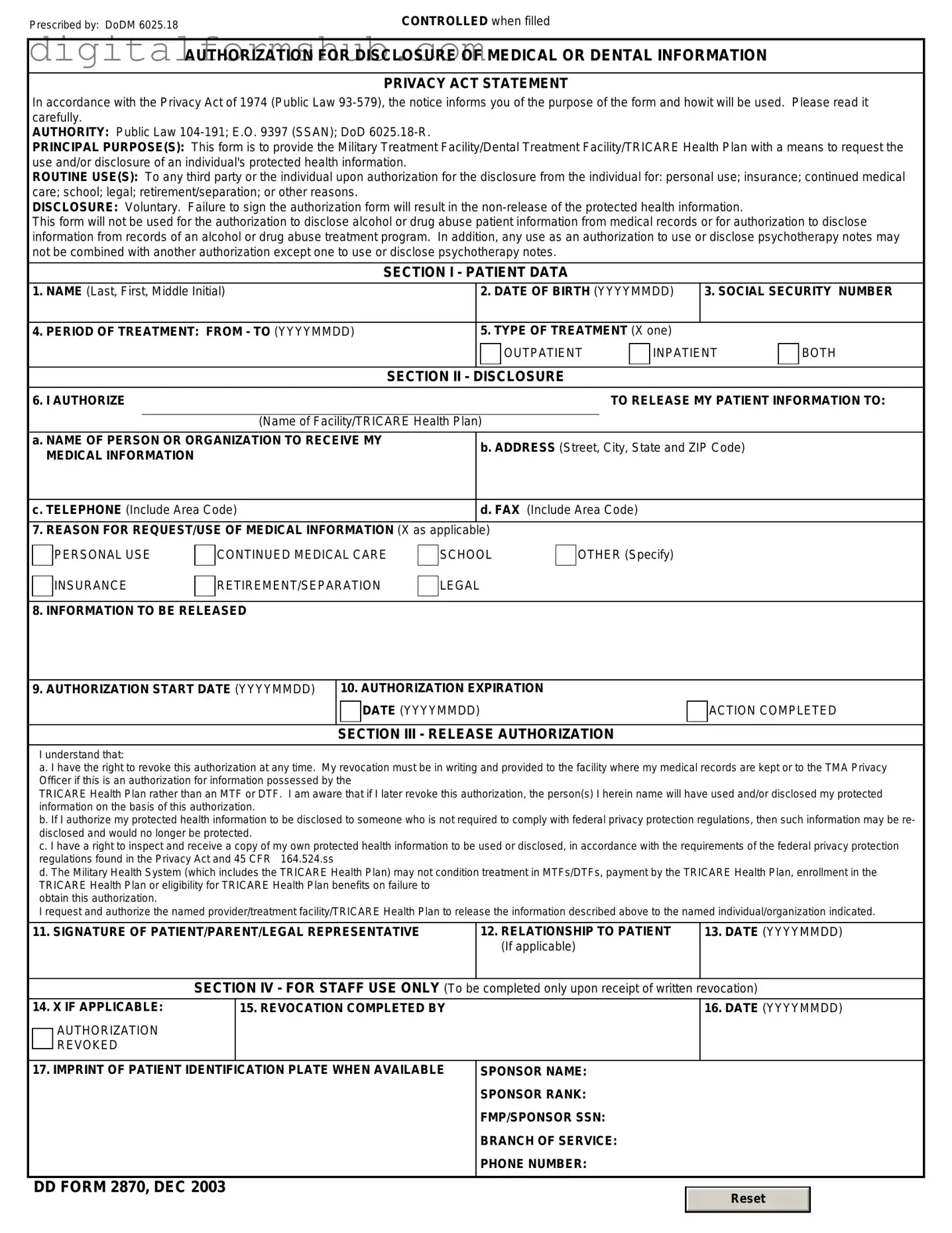 Free DD 2870 Form in PDF
