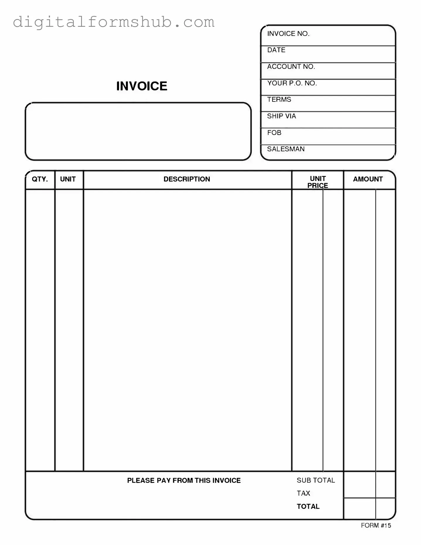 Free Free And Invoice Pdf Form in PDF