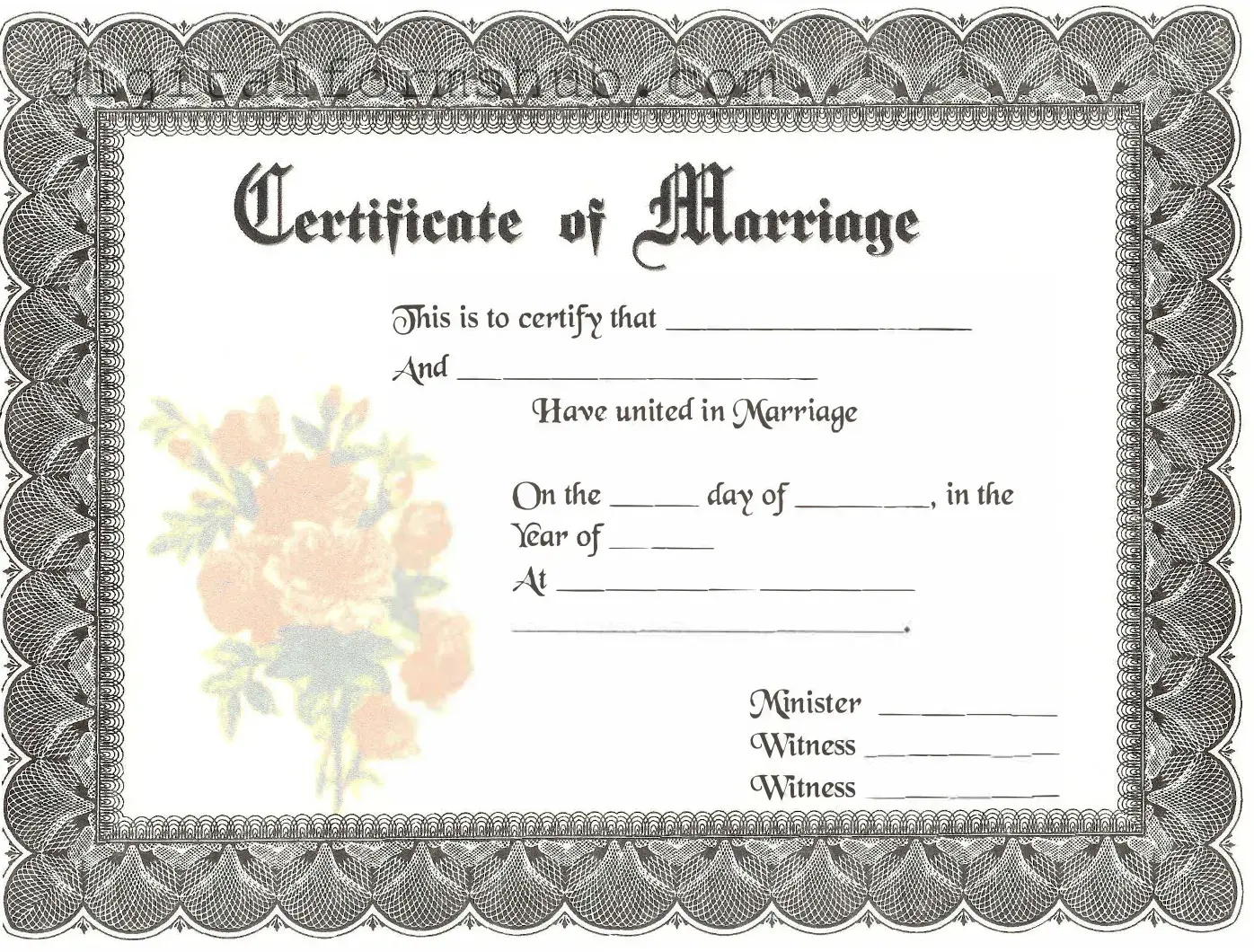 Free Marriage Certificate Form in PDF