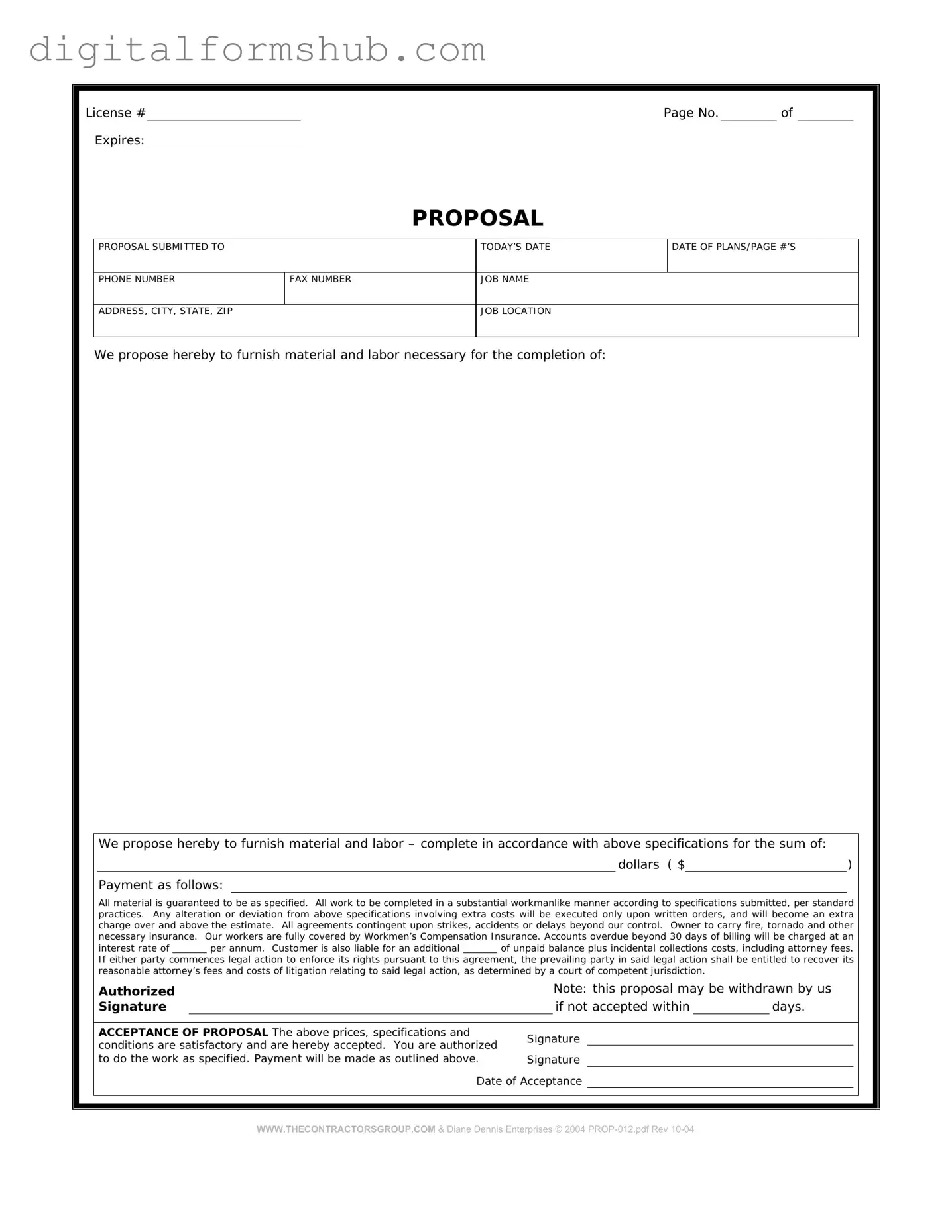 Free Construction proposal form Form in PDF