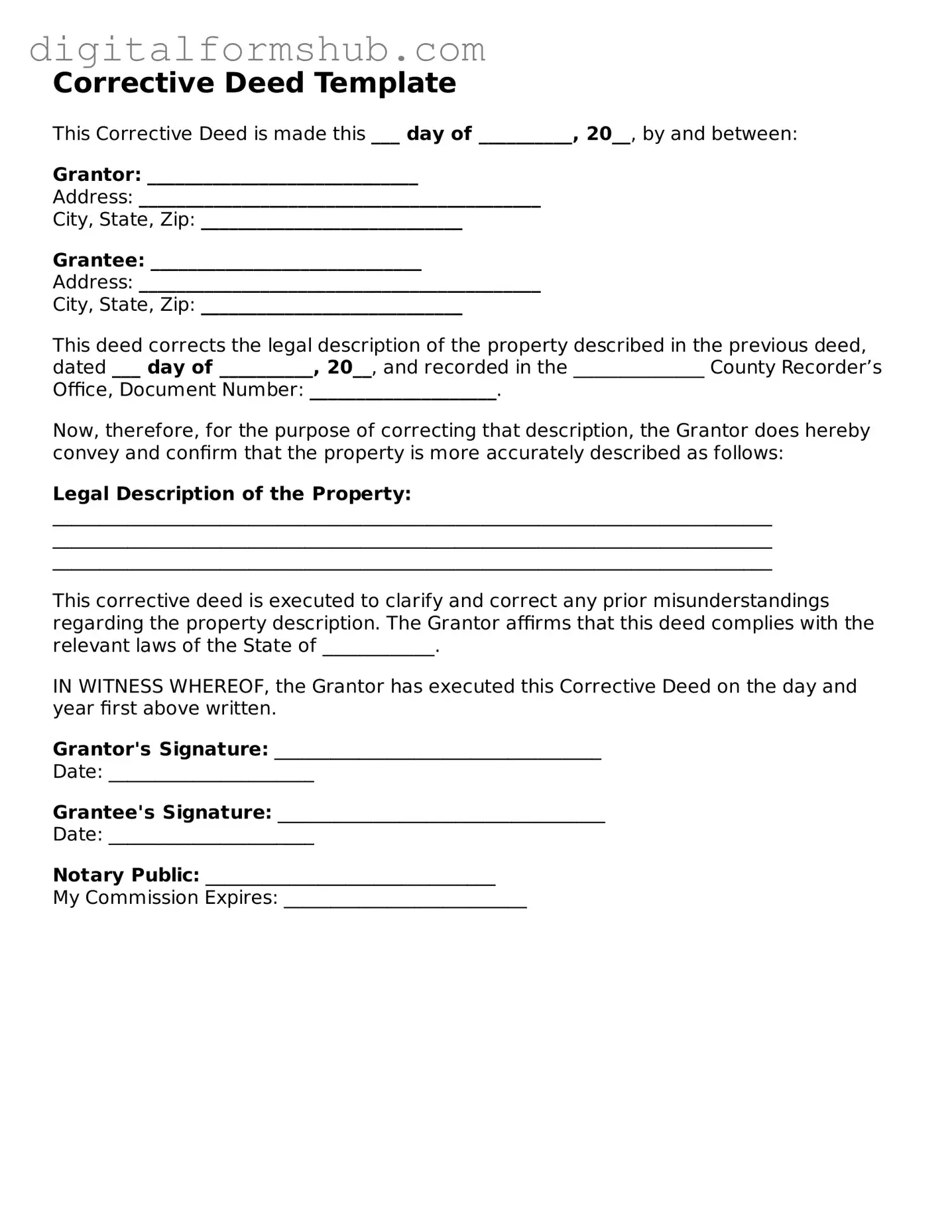 Valid Corrective Deed Document