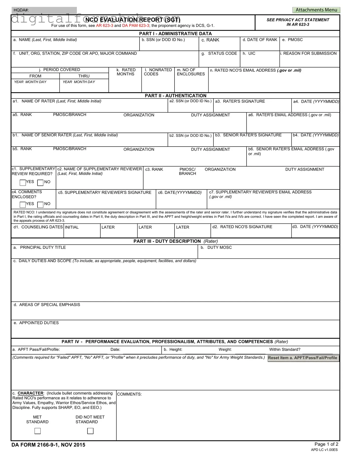 Free Da 2166 9 1 Form in PDF