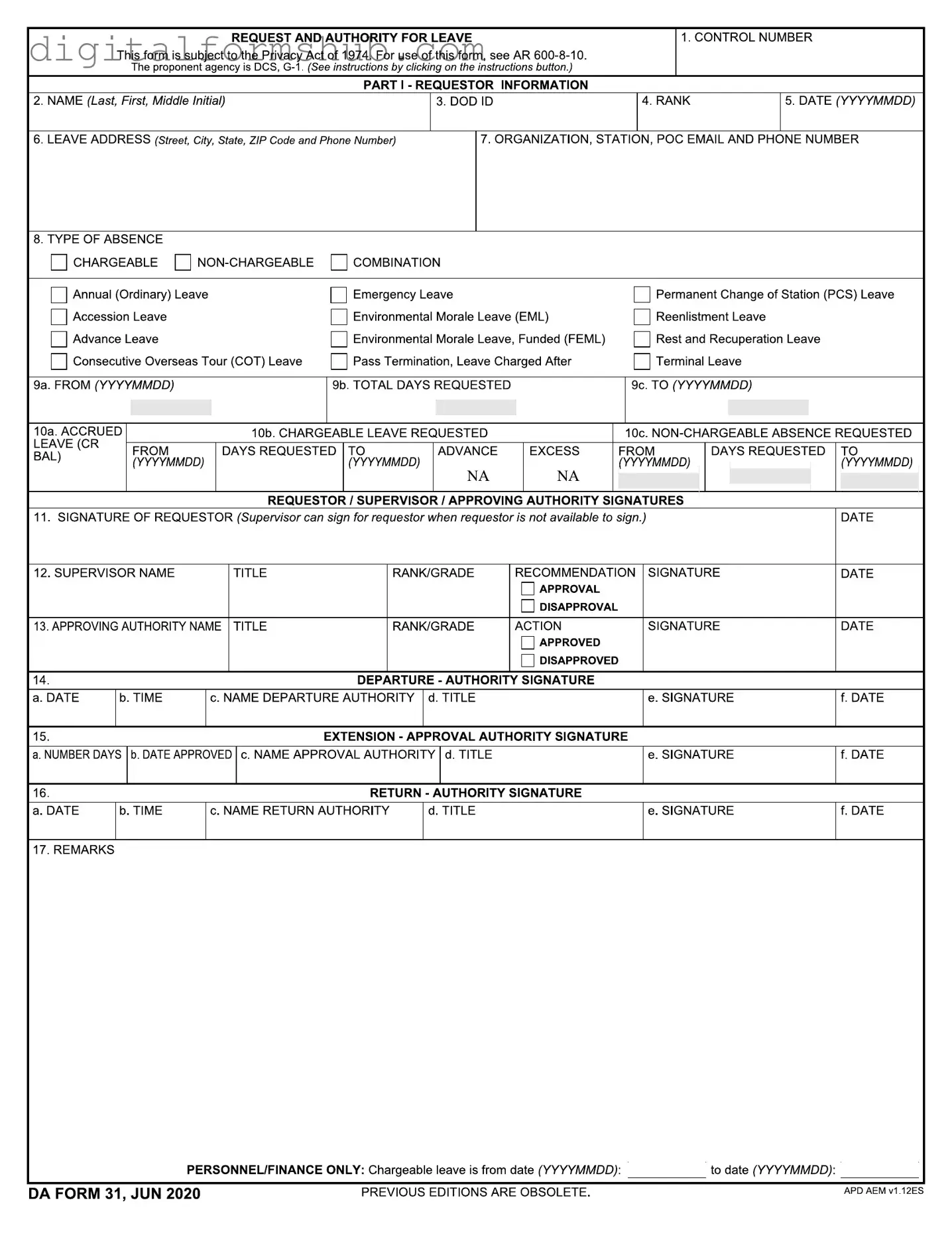 Free Da 31 Form in PDF