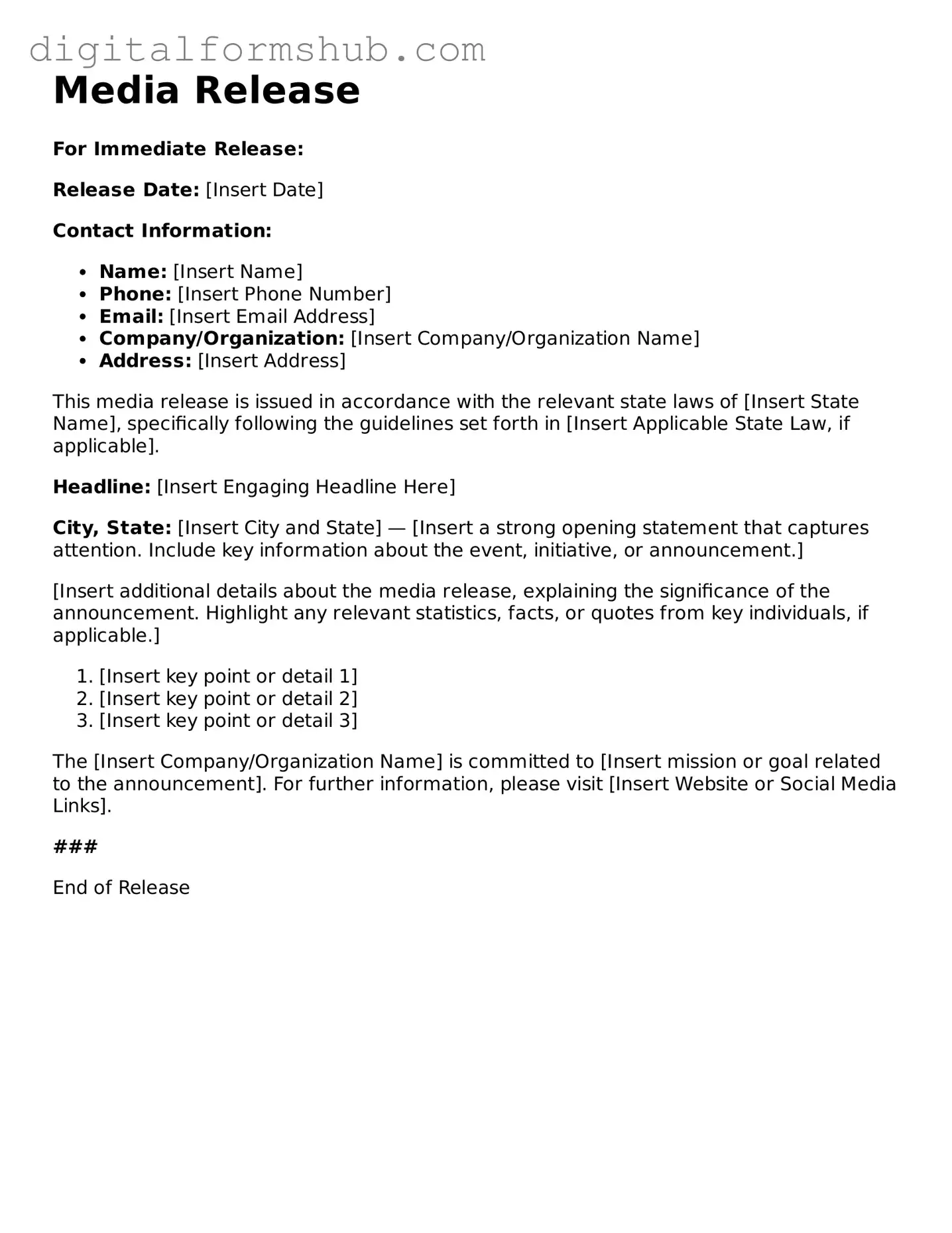 Valid Media Release Document