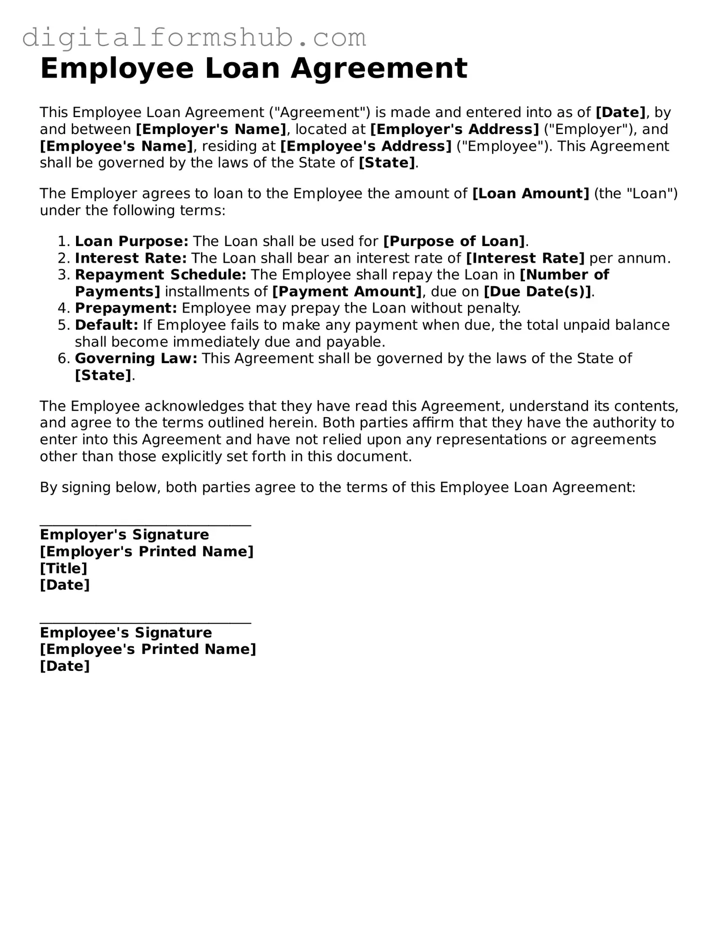 Valid Employee Loan Agreement Document