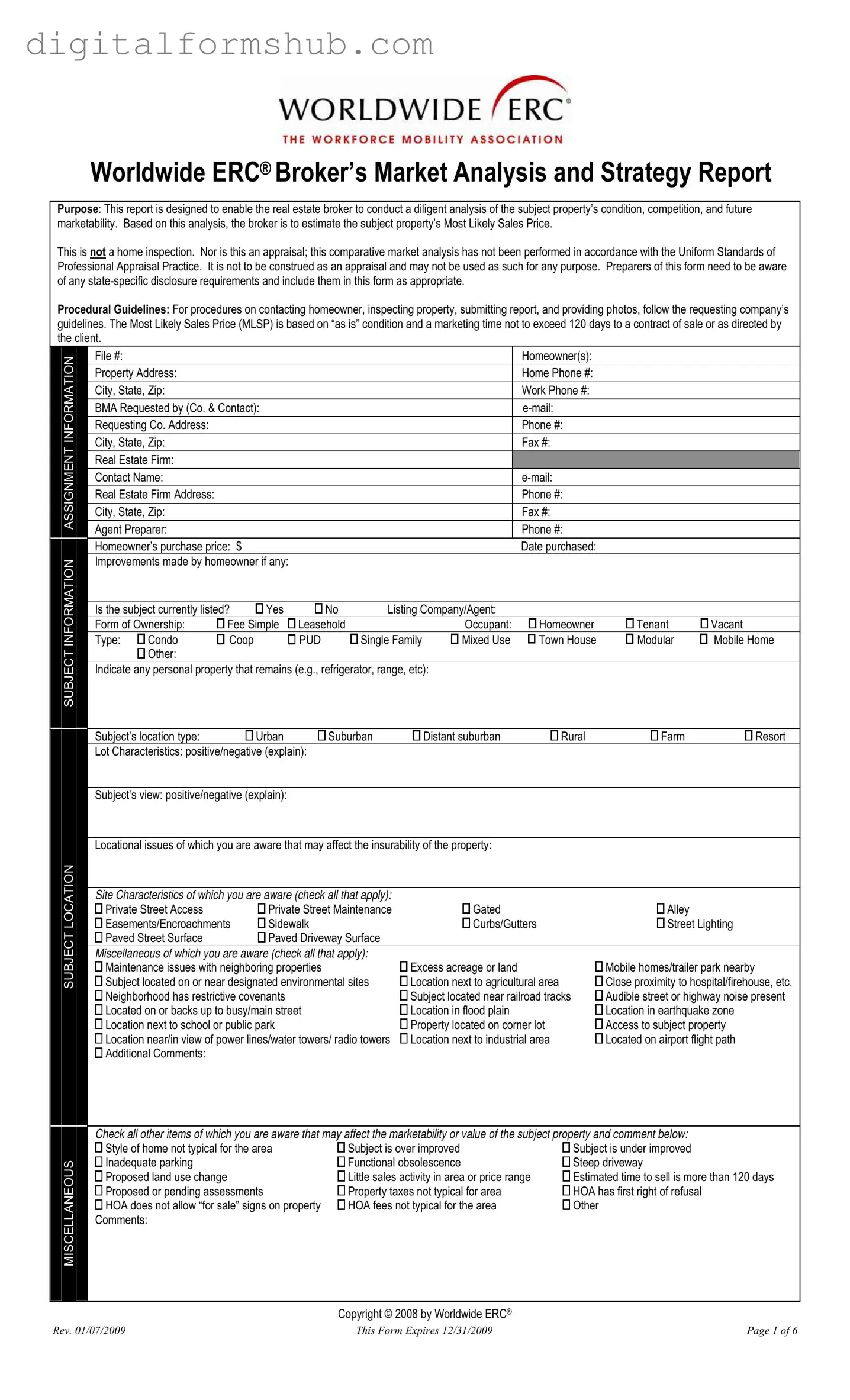 Free Erc Broker Market Analysis Form in PDF