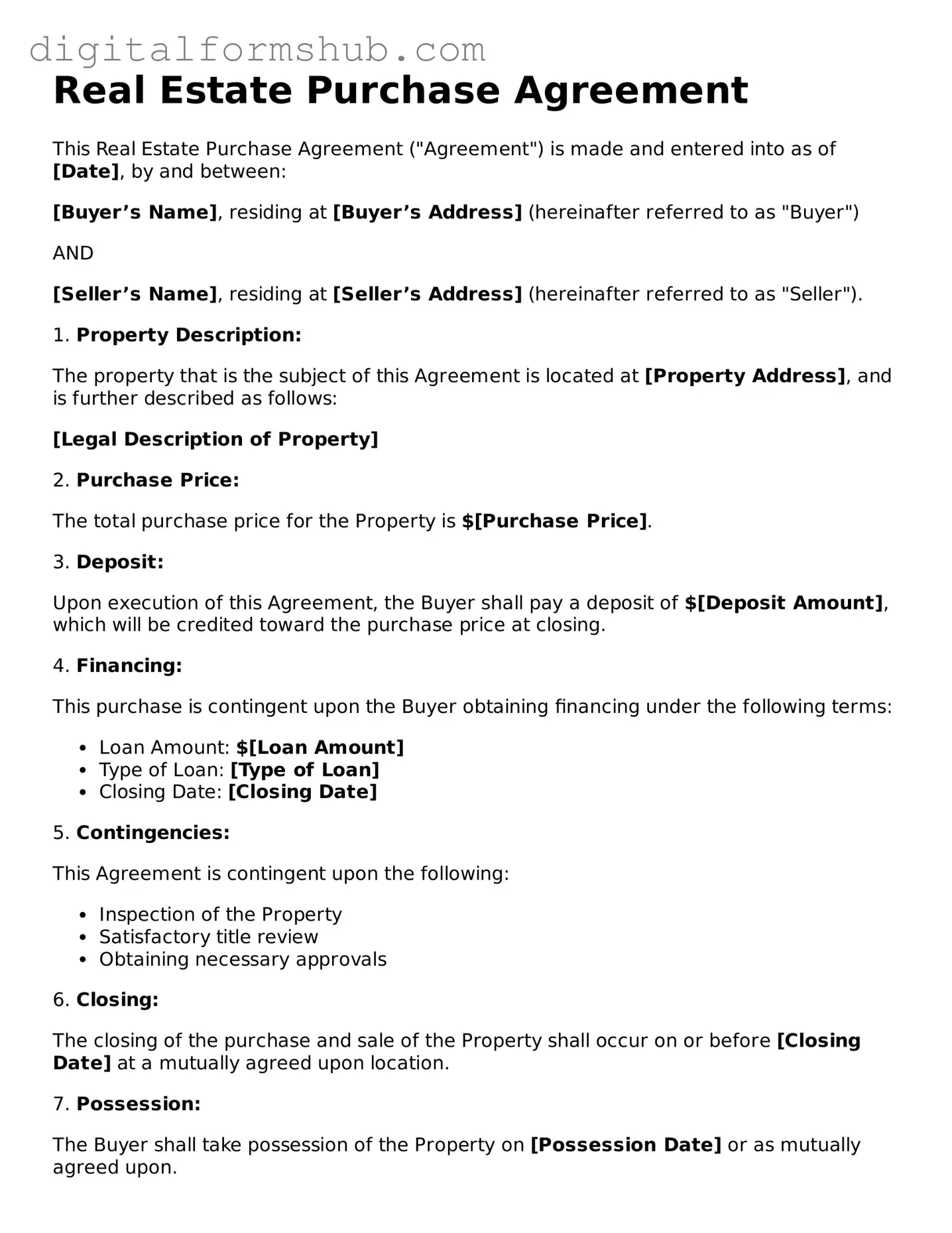 Valid Real Estate Purchase Agreement Document