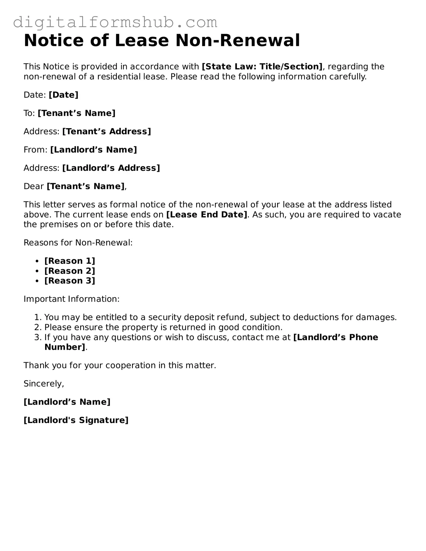 Valid Notice of Lease Non-Renewal Document