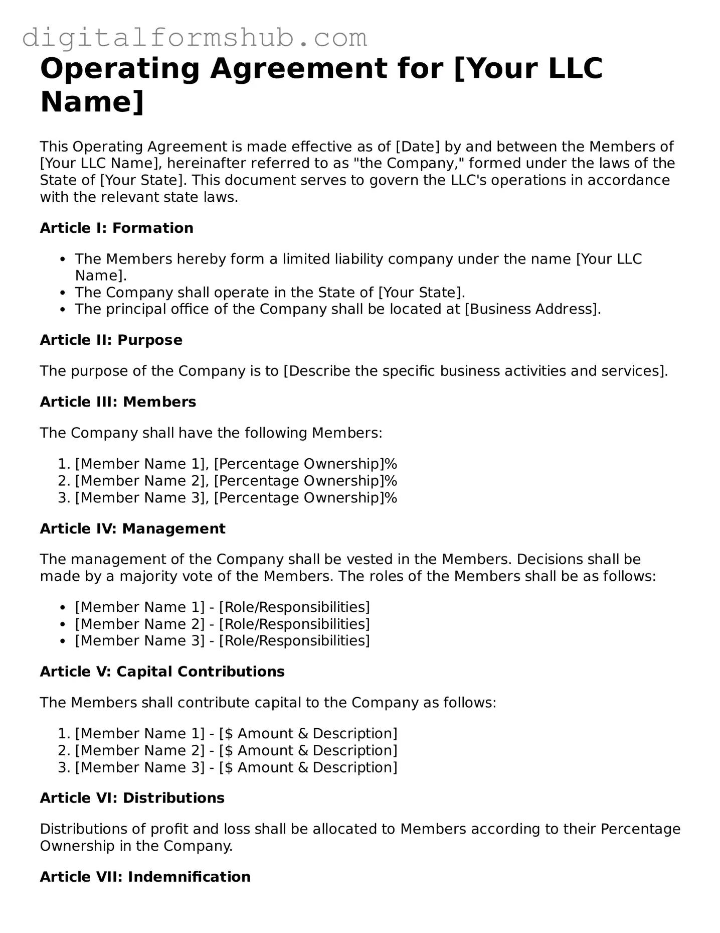 Valid Operating Agreement Document