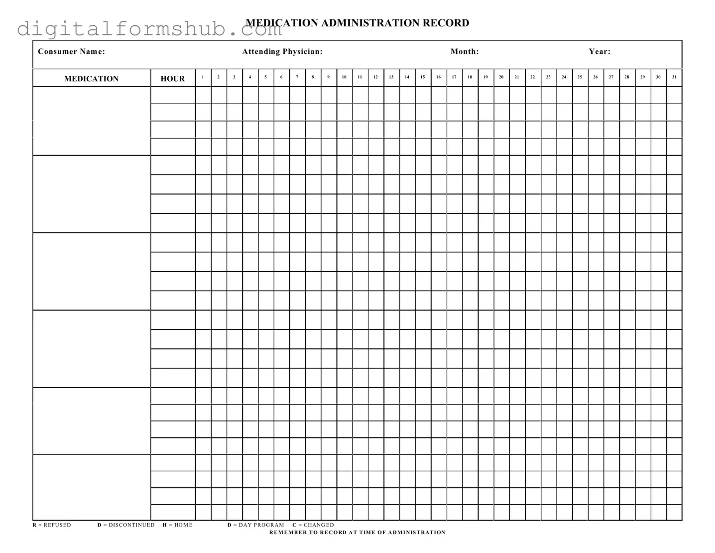 Free Medication Administration Record Sheet Form in PDF
