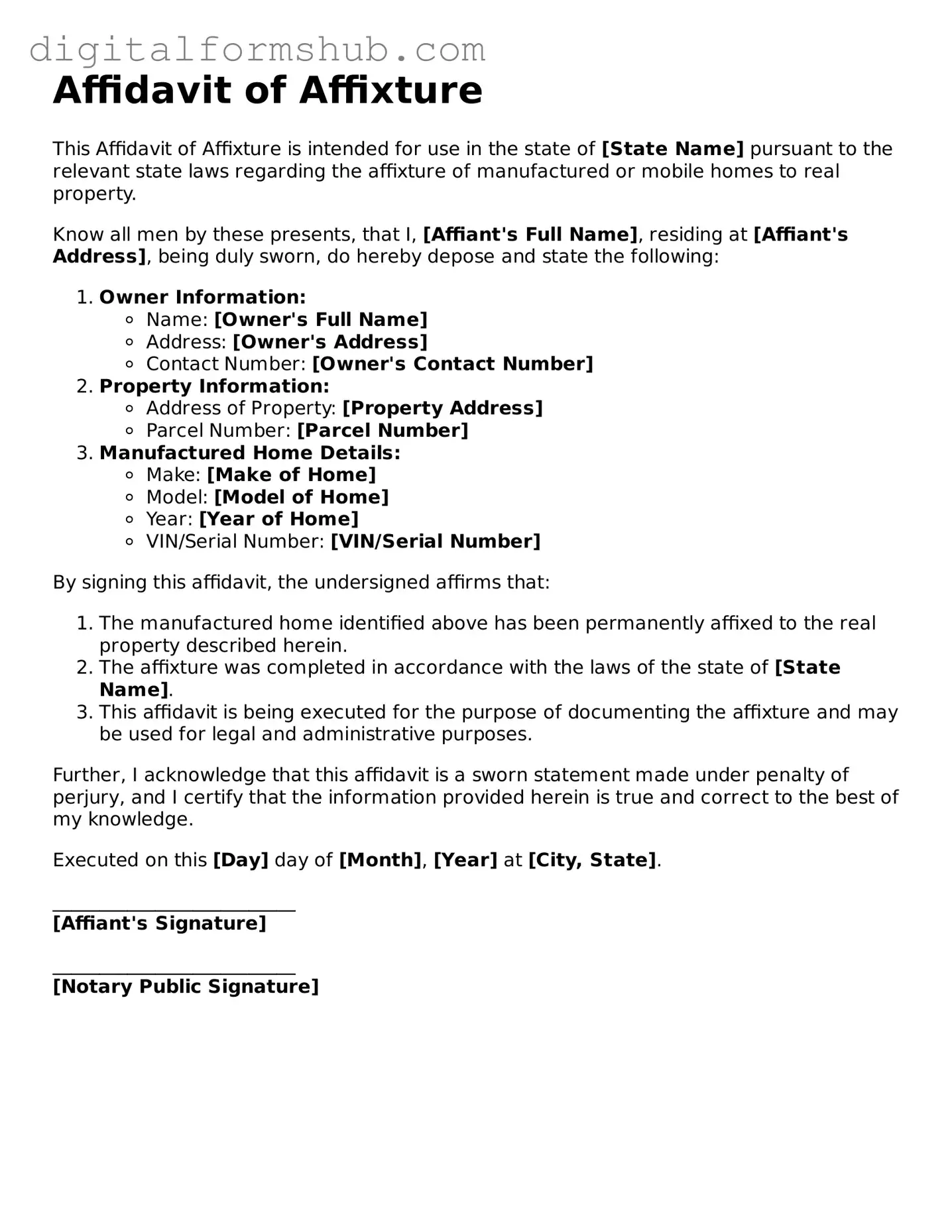 Valid Affidavit of Affixture Document