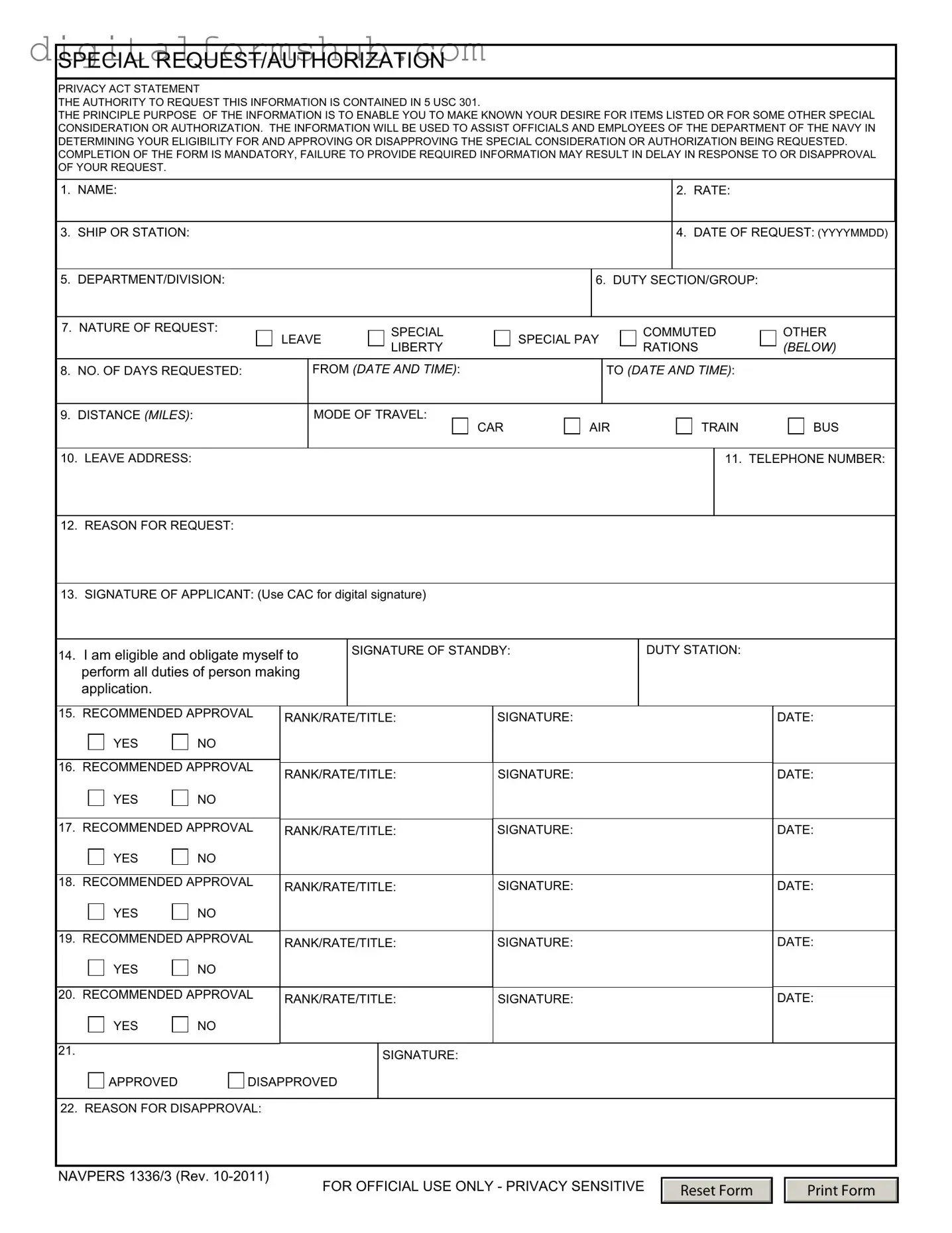 Free Navpers 1336 3 Form in PDF