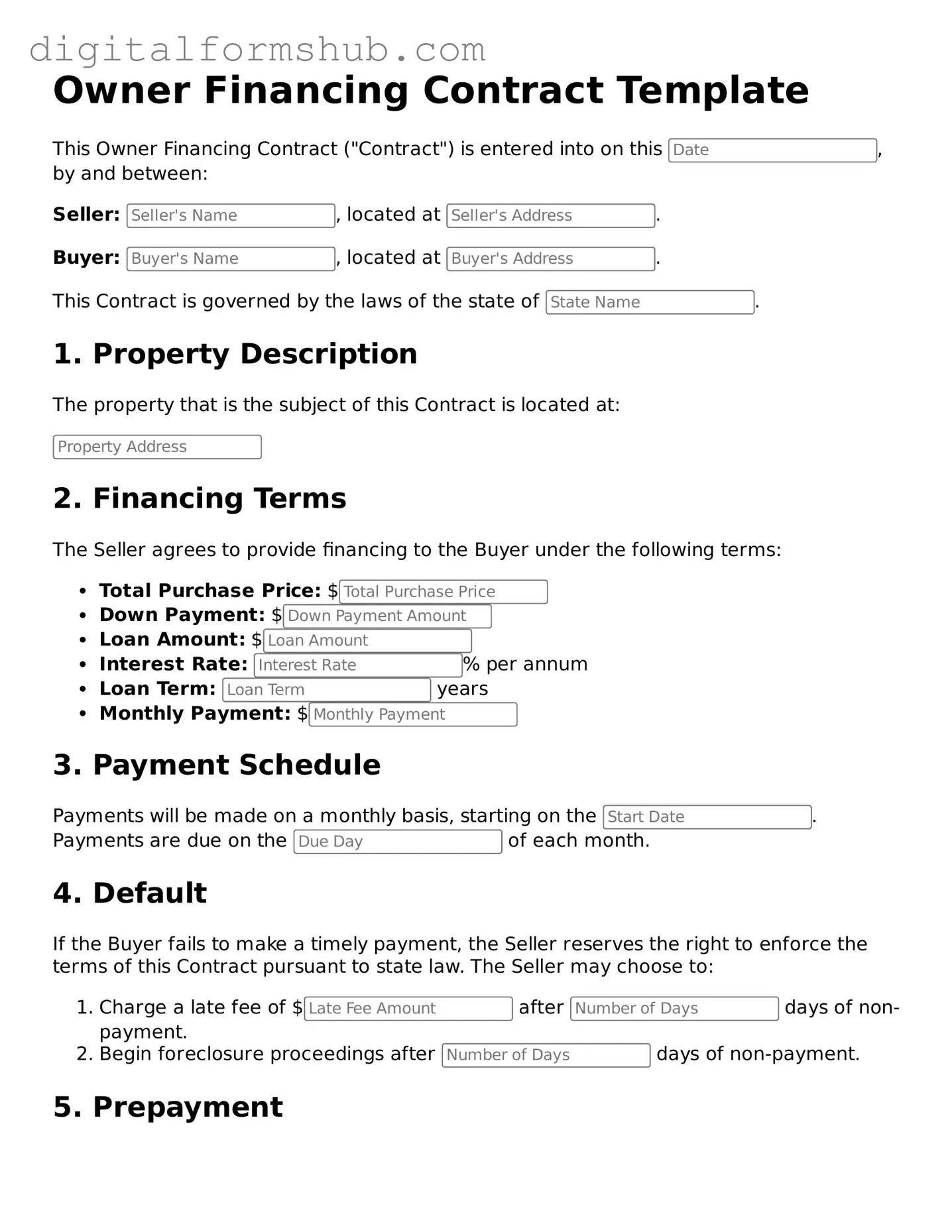 Valid Owner Financing Contract Document