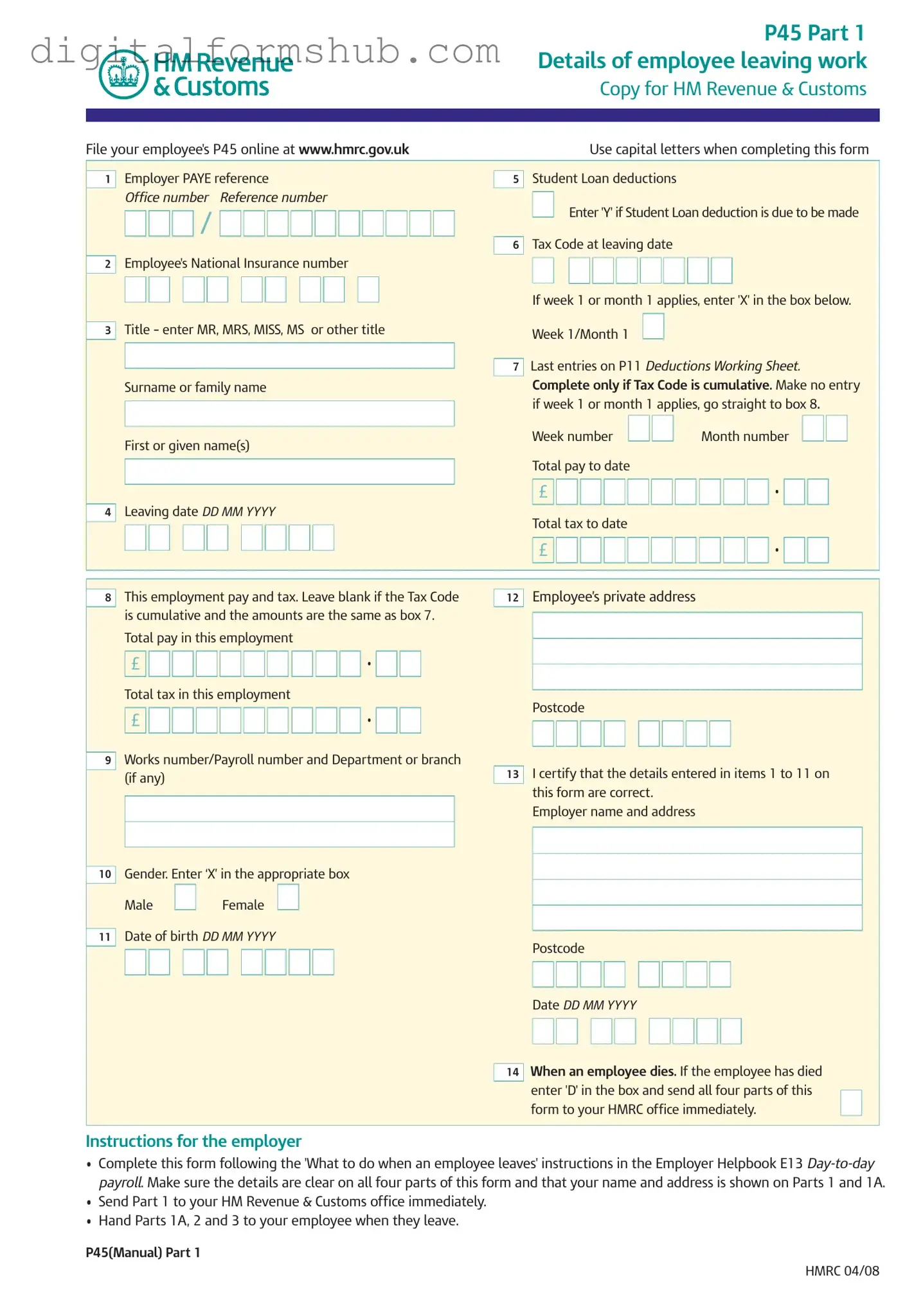 Free P 45 It Form in PDF