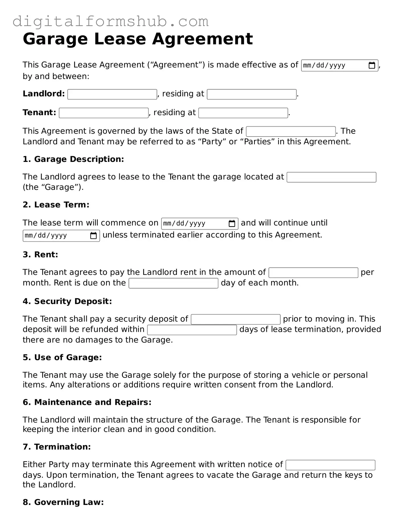 Valid Garage Lease Agreement Document