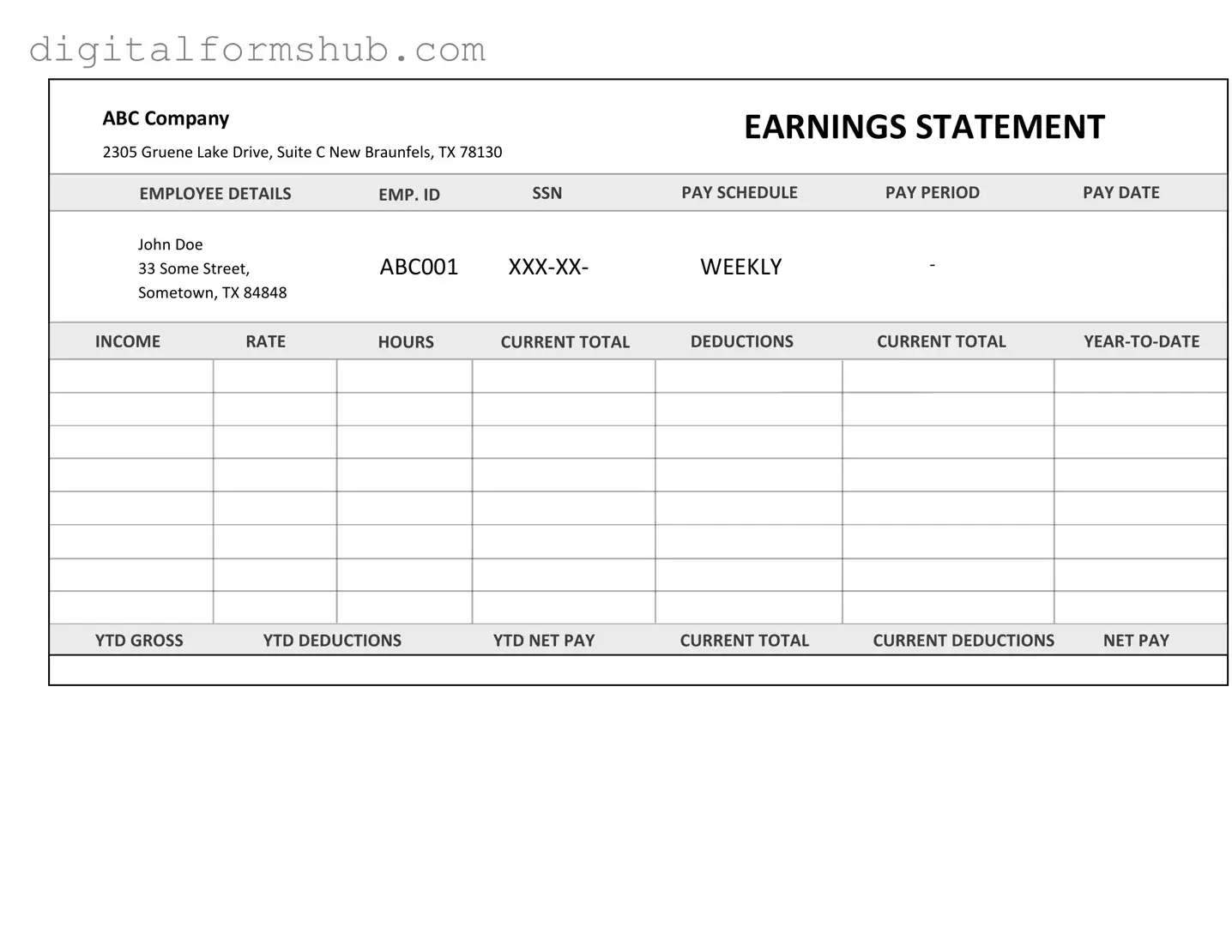 Free Independent Contractor Pay Stub Form in PDF