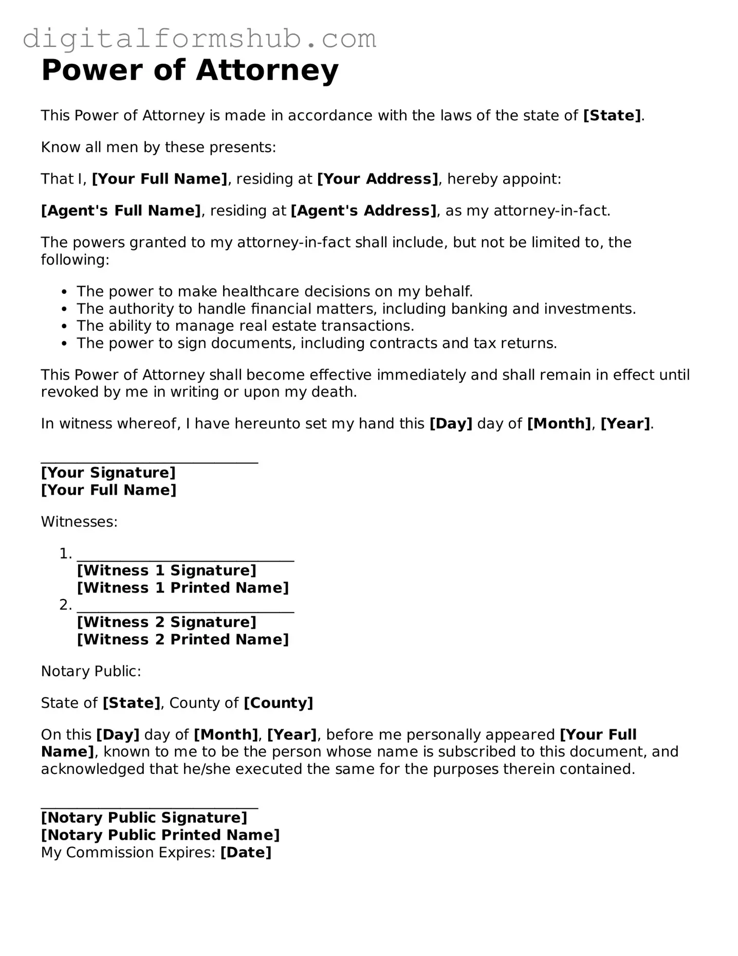 Valid Power of Attorney Document