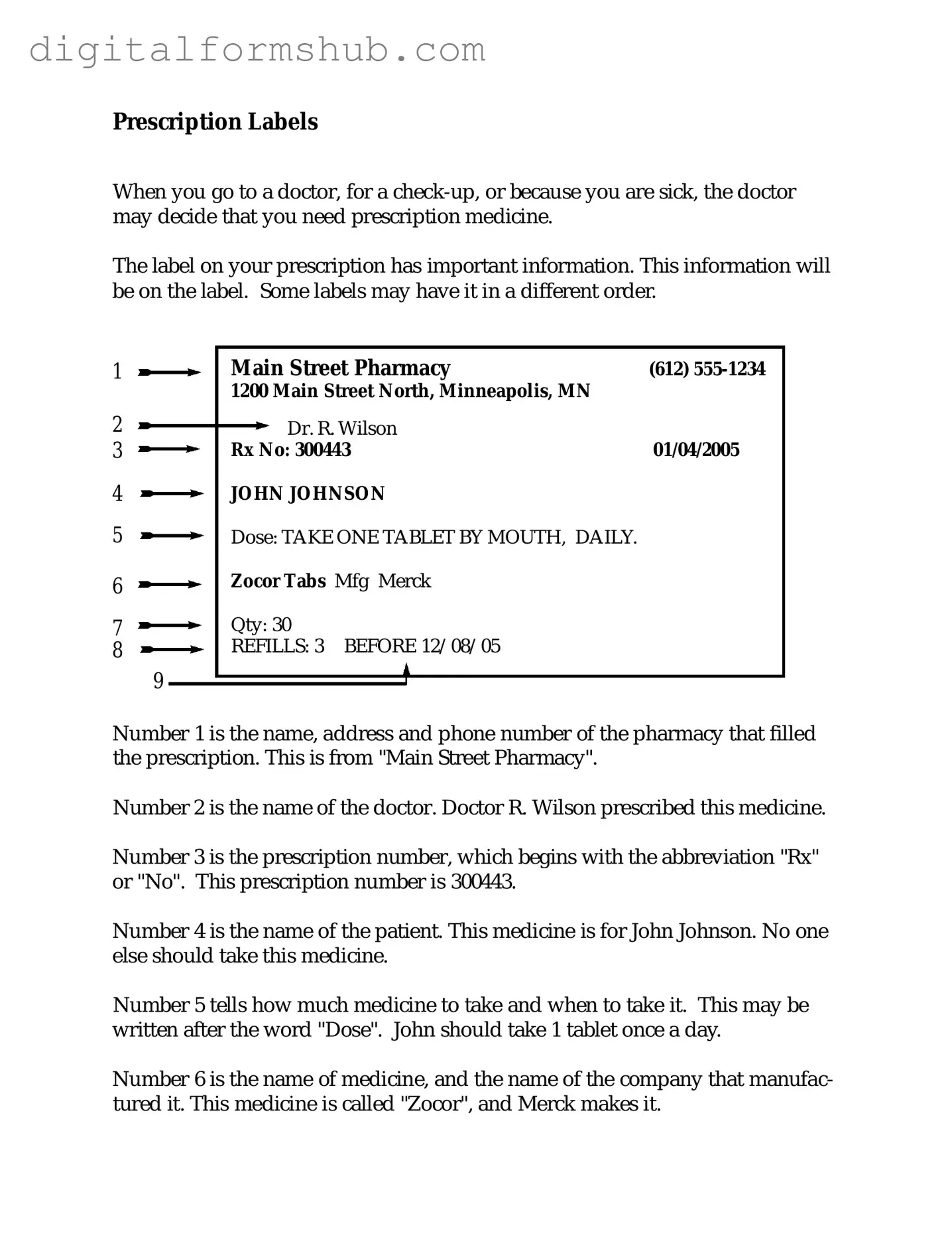 Free Prescription Label Form in PDF