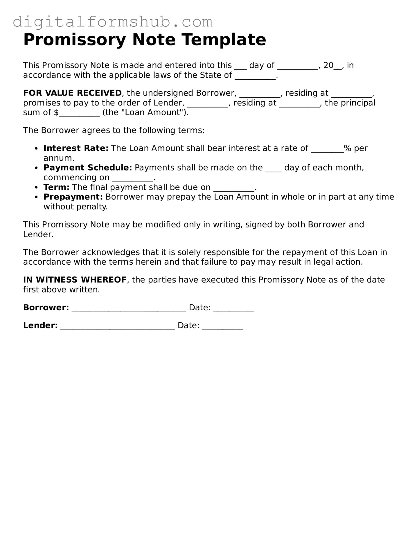 Valid Promissory Note Document