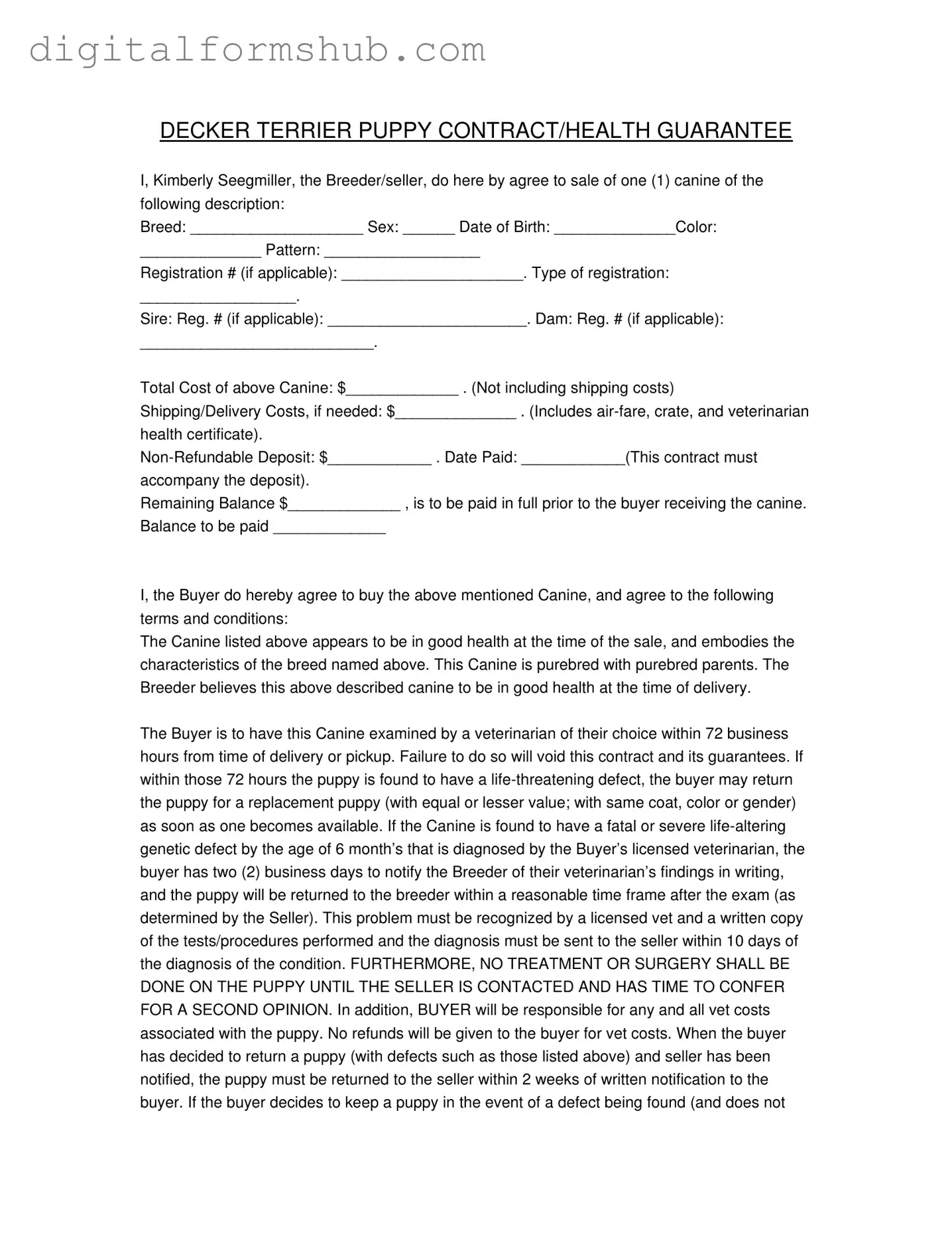 Free Health Guarantee Form in PDF