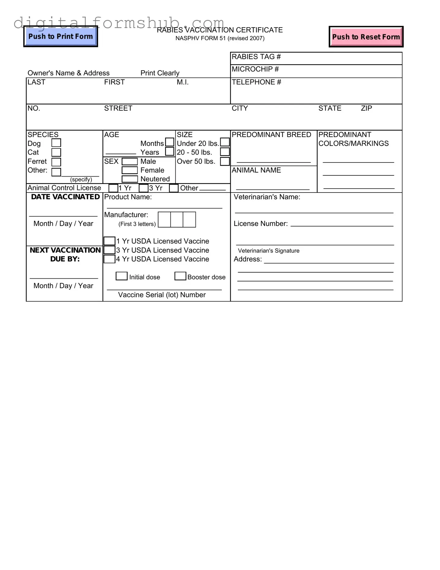 Free Rabies Certificate Form in PDF