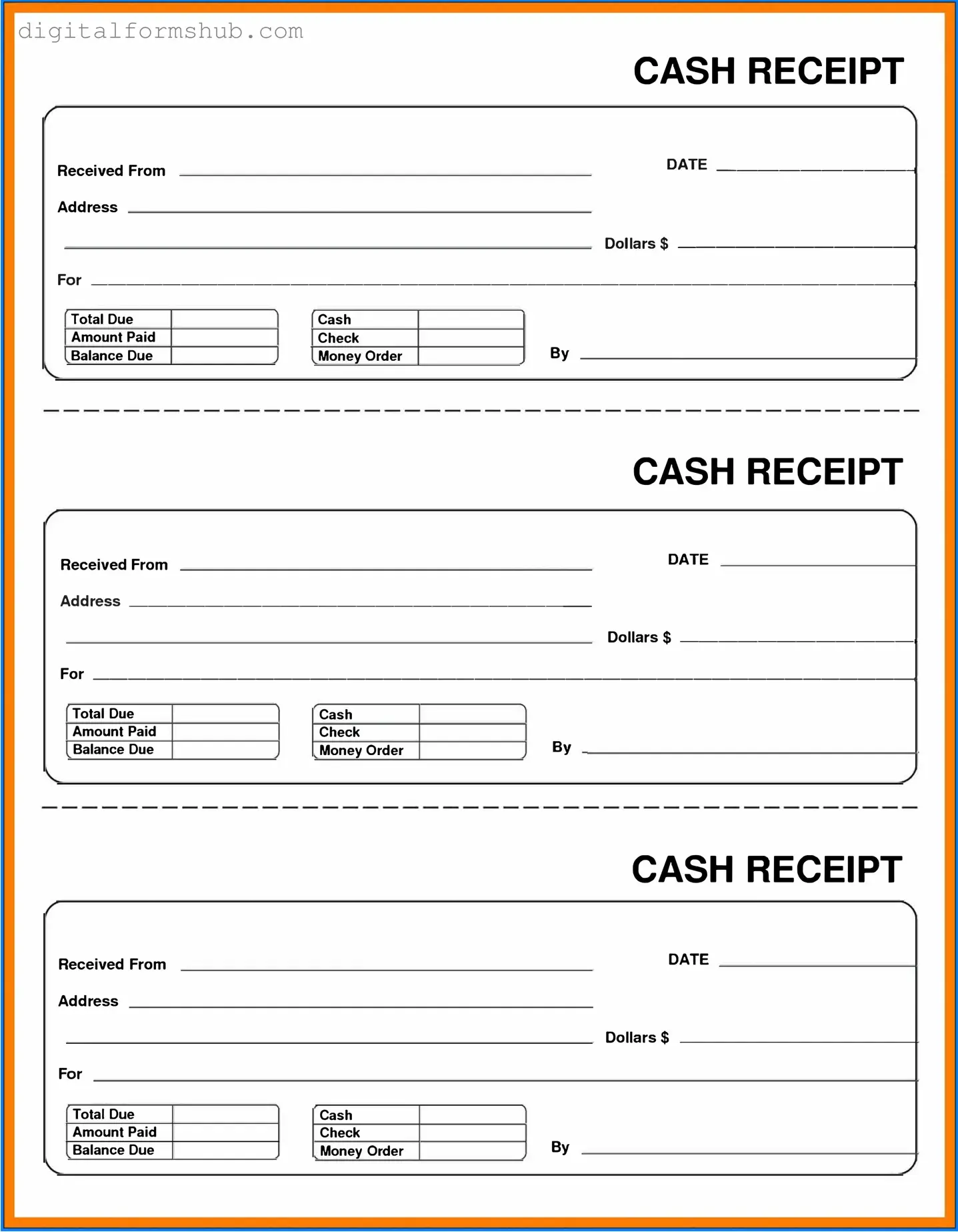 Free Cash Receipt Form in PDF