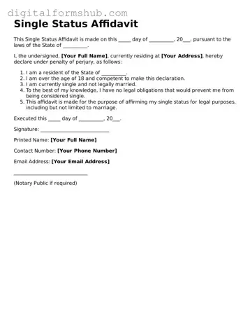 Valid Single Status Affidavit Document