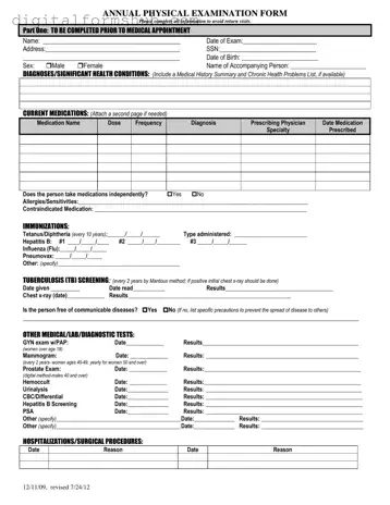 Free Annual Physical Examination Form in PDF