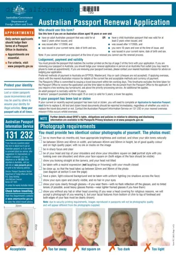 Free Australian Passport Renewal Form in PDF