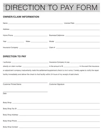 Free Authorization And Direction Pay Form in PDF