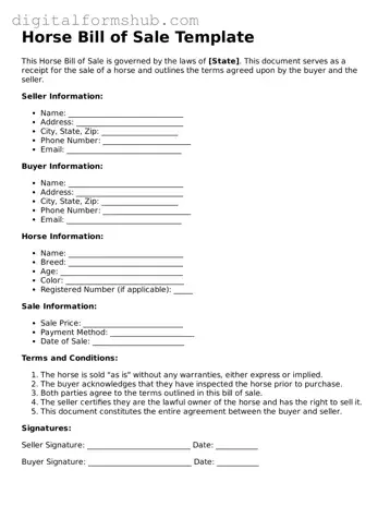 Valid Horse Bill of Sale Document