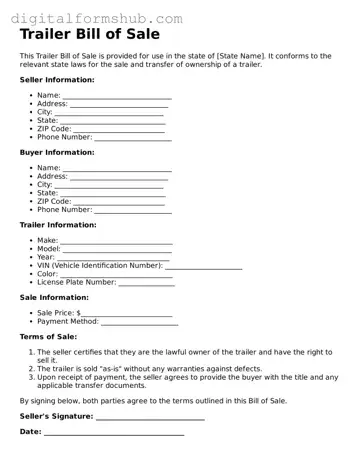 Valid Trailer Bill of Sale Document