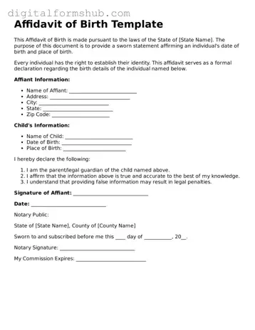 Valid Affidavit of Birth Document