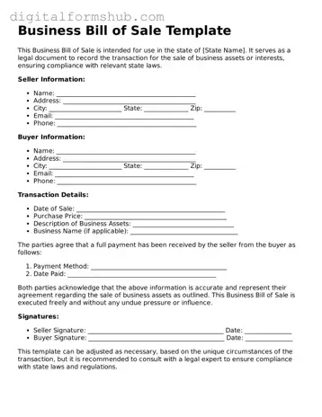 Valid Business Bill of Sale Document