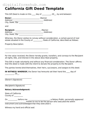 Official Gift Deed Template for the State of California