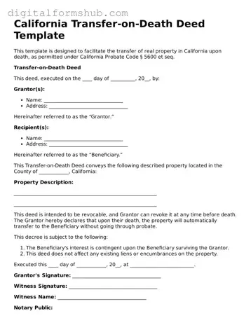 Official Transfer-on-Death Deed Template for the State of California