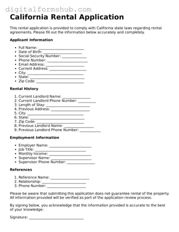 Official Rental Application Template for the State of California