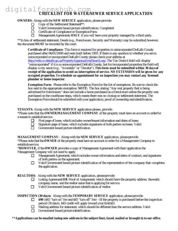 Free Dekalb County Water Application Form in PDF