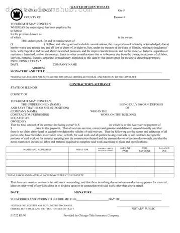 Free Chicago Title Waiver Format Form in PDF