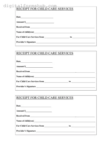 Free Childcare Receipt Form in PDF