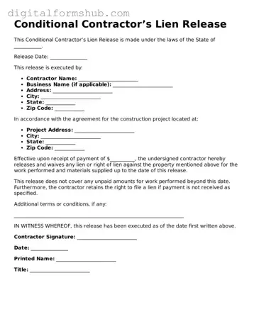 Valid Conditional Contractor’s Lien Release Document