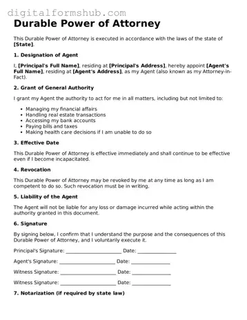 Valid Durable Power of Attorney Document