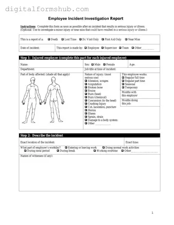 Free Employee Accident Report Form in PDF