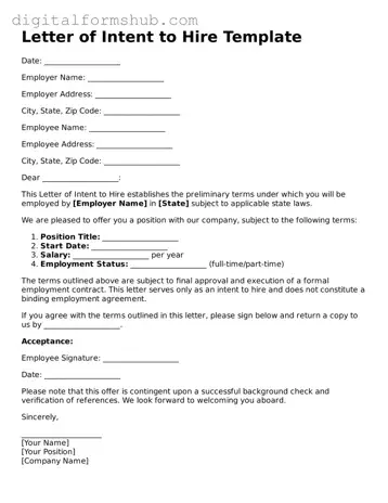 Valid Letter of Intent to Hire Document