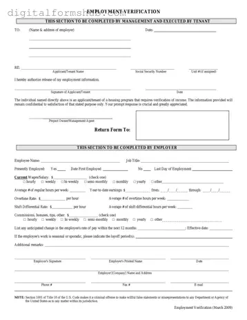 Free Employment verification form Form in PDF