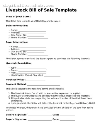 Valid Livestock Bill of Sale Document
