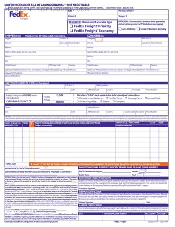 Free Fedex Bill Of Lading Form in PDF