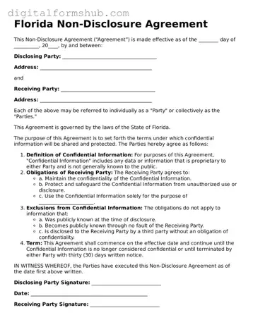 Official Non-disclosure Agreement Template for the State of Florida