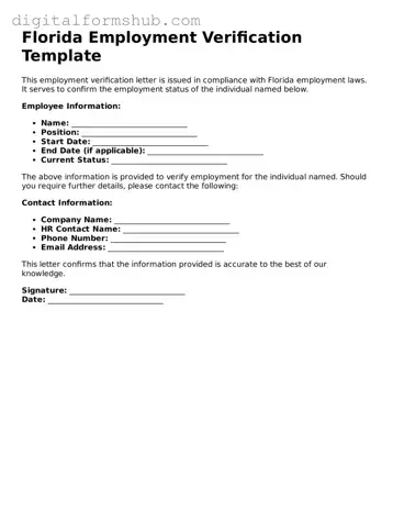 Official Employment Verification Template for the State of Florida