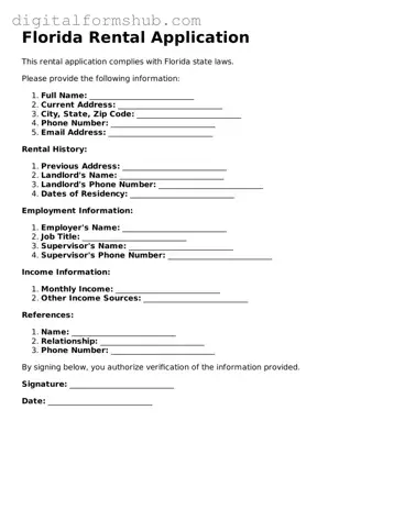 Official Rental Application Template for the State of Florida